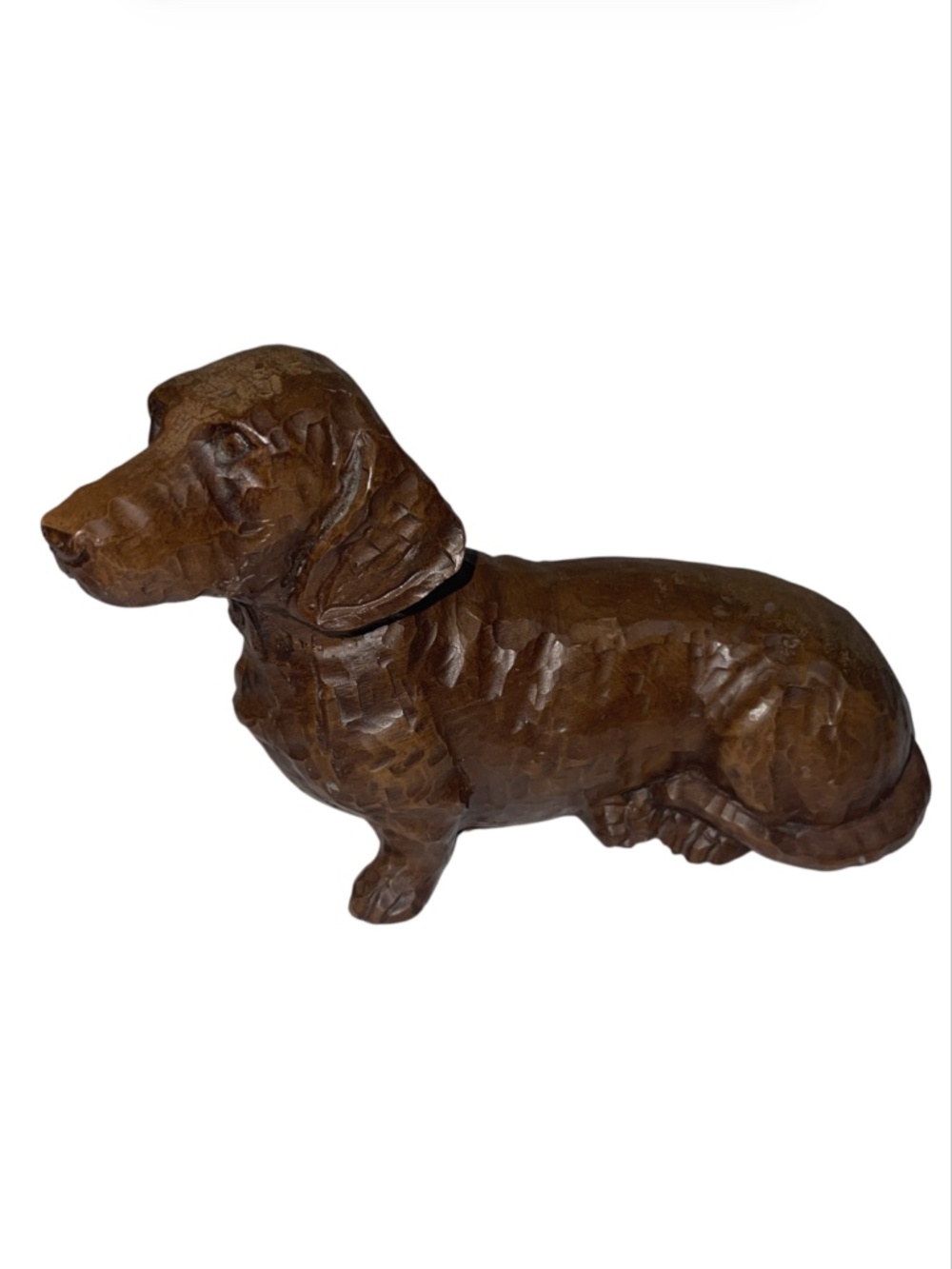 Wooden Dachshund Doxie Wiener Sausage Dog Carved Figure 6” Decor Solid Heavy